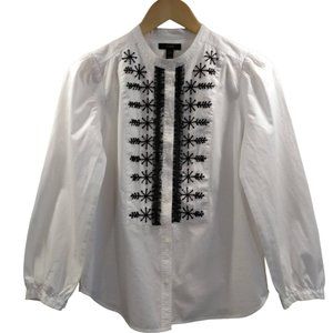 J CREW while embellished snowflake tuxedo blouse.  Women's XXS.